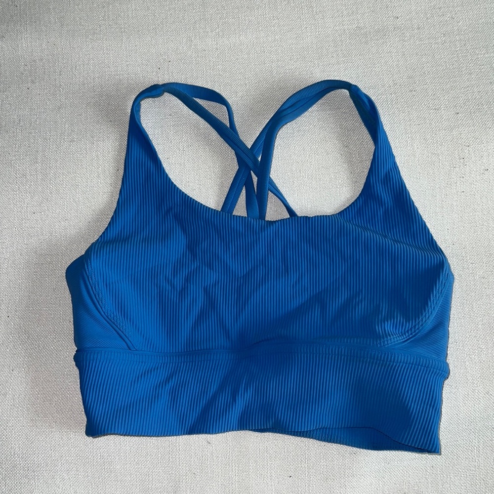 Lululemon Ribbed Energy Longline Bra Nile Size 8 Rare Find